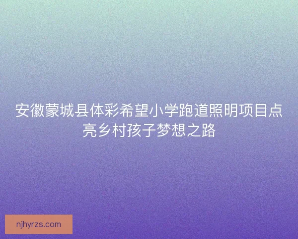 安徽蒙城县体彩希望小学跑道照明项目点亮乡村孩子梦想之路